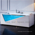 New Design Acrylic Massage Jet Bathtub Indoor Freestanding Whirlpool Relax White Tub Glass Side